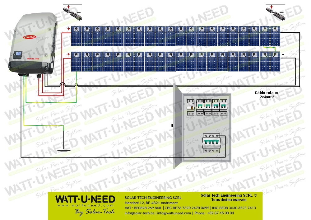 Kit 40 panneaux autoconsommation / réinjection tri 15kW sans stockage 